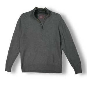 Untuckit Belguardo Merino Wool 1/4 Zip Sweater Sz L Gray Business Casual